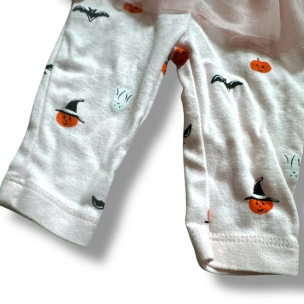Pink Halloween Tutu Leggings Combo Carters Girls Size 3 Months Pumpkins Ghosts